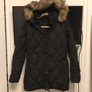 Lands End Puffer Coat with Fur Hood